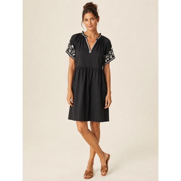 Old Navy Dresses & Skirts - Old Navy Embroidered Babydoll Mini Dress Womens Small Black Boho Cottagecore